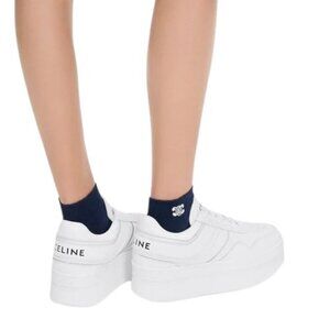 Celine white block with wedge calfskin outsole sneakers size 5.5